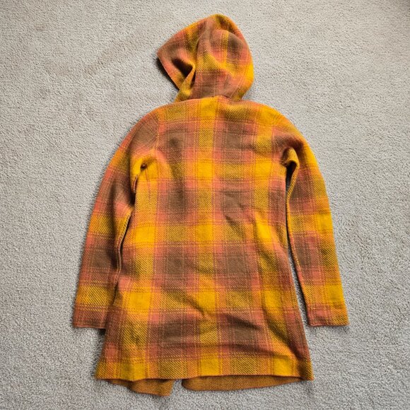 Toad & Co Heartfelt Hoodie Wool Yellow Orange Plaid XS - Picture 7 of 8